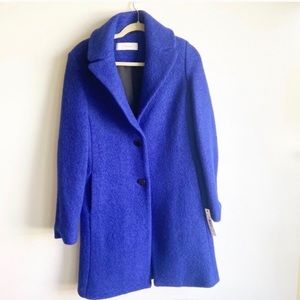 Tahari Tessa Lapis Royal Blue Wool Overcoat Size M